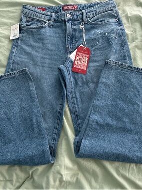 Lucky Brand Blue Flare Jeans with Bow Detail